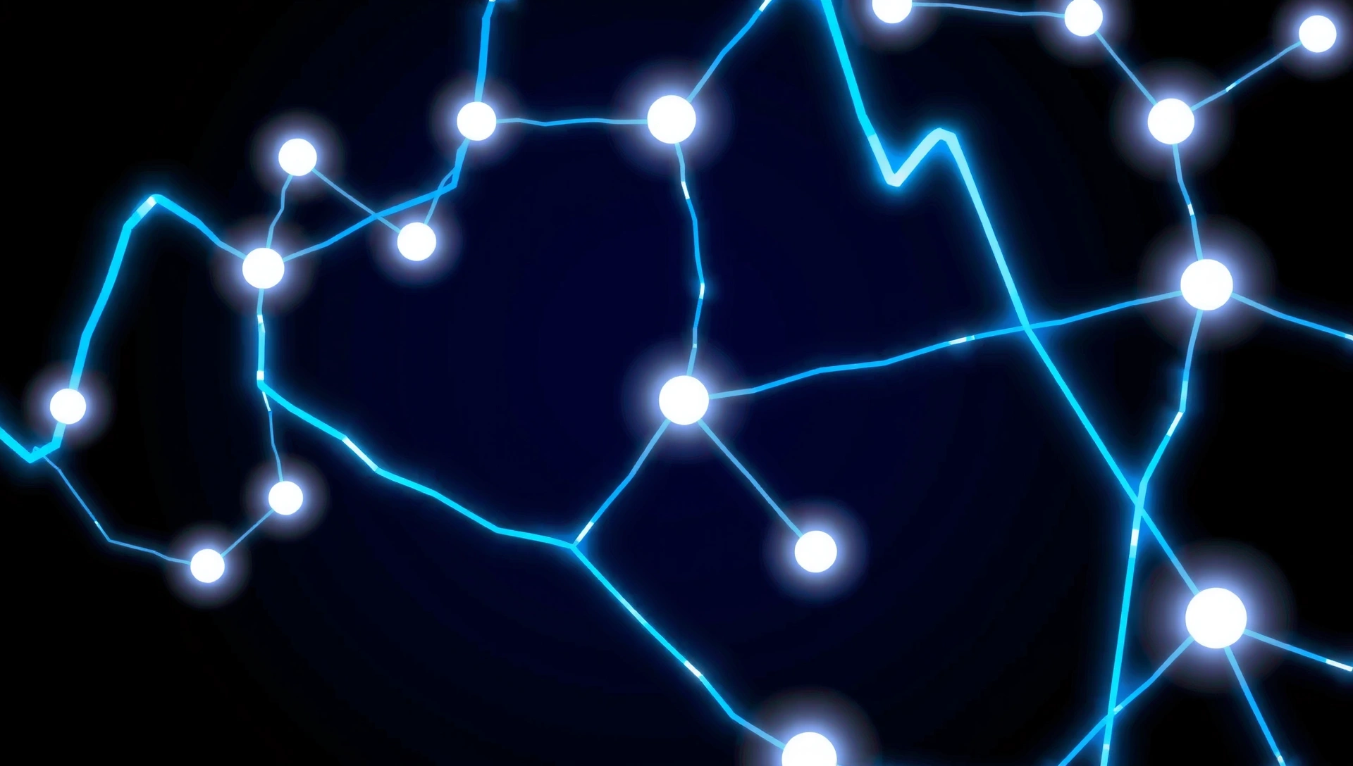 Abstract digital marketing illustration with glowing lines and interconnected nodes, symbolizing growth and innovation.