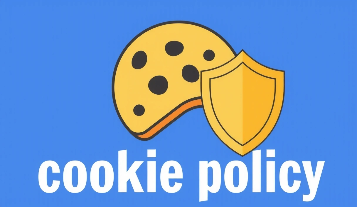 Cookie policy illustration with cookie icon and shield